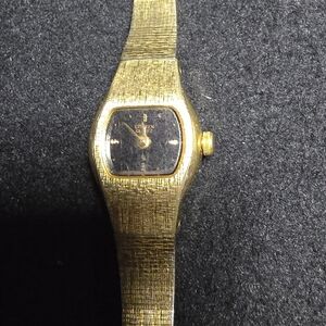 Citizen Gold Tone Textured Bracelet Watch - Black Dial
